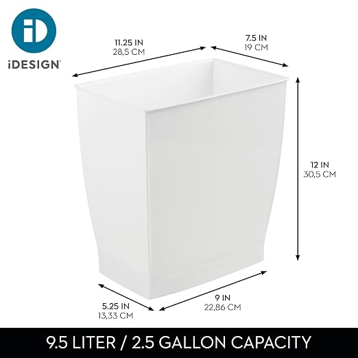 iDesign Small Plastic Bathroom Trash Can, Slim Rectangle - Image 4