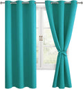 Blackout Curtains for Bedroom, Peacock Teal, 38 x 72 Inch, 2 Panels | Noise by Hiasan