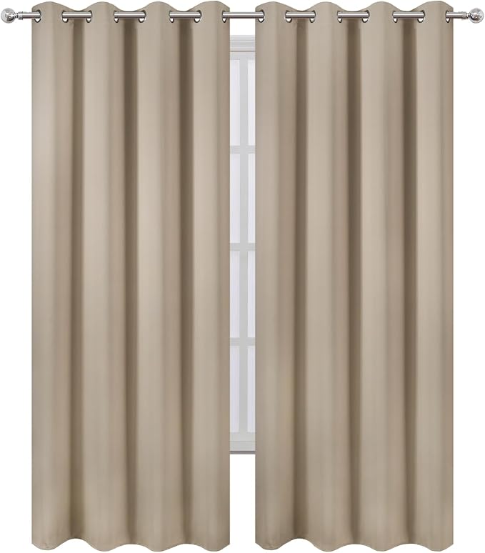 Blackout Curtains 52 x 90 inches Long Khaki Curtains Set of 2 Panels Thermal - Image 2