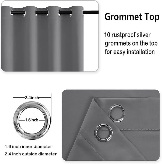 DWCN Grey Blackout Curtains for Bedroom - Image 6