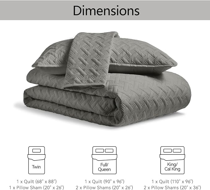FLYMME Dark Grey Twin Quilt Bedding Set Thin Lightweight Bedspreads, Modern - Image 7