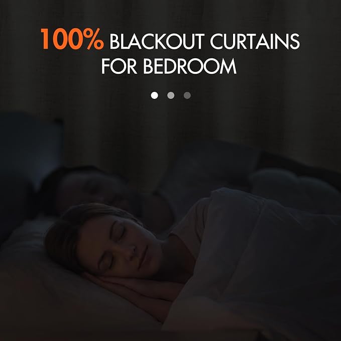 MIULEE 100% Blackout Curtains Linen Curtains & Drapes 96 Inches Long, Full - Image 2