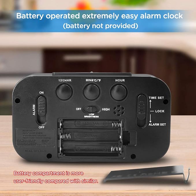 Peakeep Night Light Digital Alarm Clock Battery Operated Indoor Temperature | - Image 7