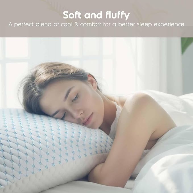 Nestl Cooling Pillow for Sleeping 1 Pack, Luxury Shredded Memory Foam Pillows - Image 7