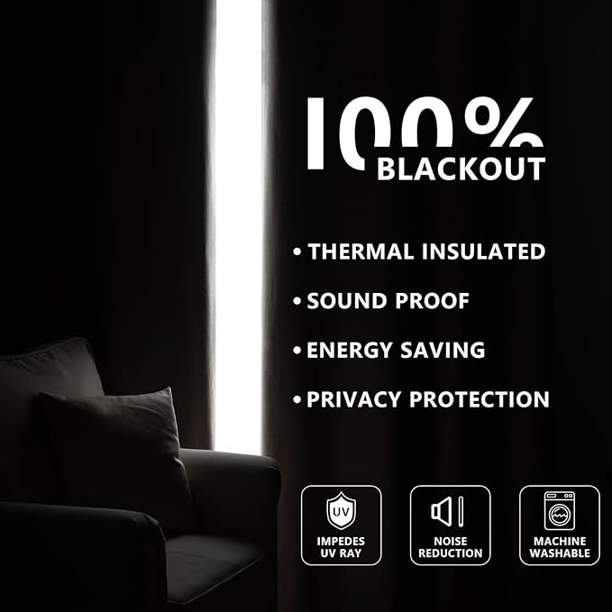 100% Blackout Curtains 108 inch Length1 Panel Faux Linen Long Drapes - Image 7