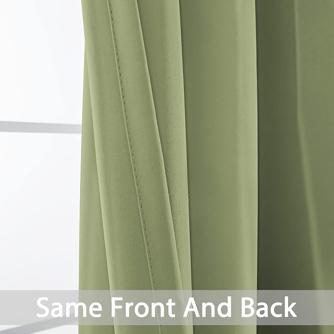 Yakamok Blackout Curtains 38x84 inch Sage Green Thermal Drapes-Bedroom | 2 - Image 5