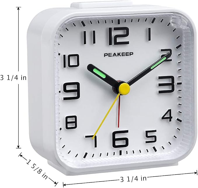 Peakeep 3D Numbers No Tick-Tock Analog Alarm Clock Classic Beep Sound | Snooze - Image 7