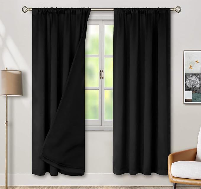 BGment Black Blackout Curtains for Bedroom 72 Inch Length 2 Panels | Thermal by BGment