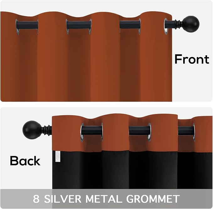 Yakamok Burnt Orange Blackout Curtains 72 inches Long - Image 6