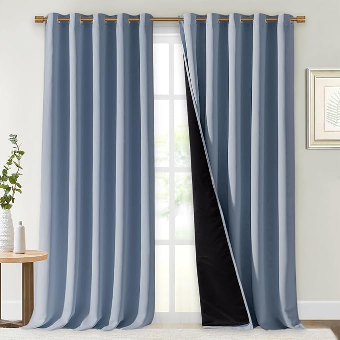 NICETOWN Full Shading Curtains for Windows, Vintage Blue, 70 inches W x 95 by NICETOWN