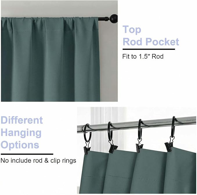 Simplebrand Ava Dark Green Short Blackout Curtains - Image 4