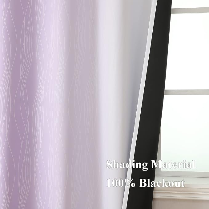 Lilac and Greyish White Ombre Blackout Curtains Living Room 84 Inches Long | - Image 5