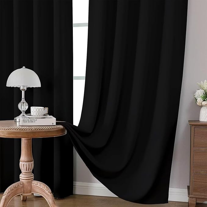 CUCRAF Black Blackout Curtains 84 inch Length 2 Panels Set, Rod Pocket Room - Image 9