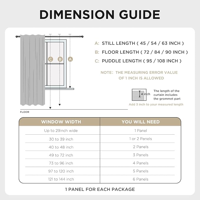 Joydeco Light Beige 100% Blackout Curtains 90 Inch 2 Panels, Luxury Thermal - Image 9