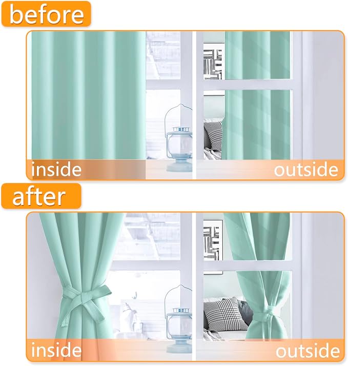 Short Blackout Curtains for Bedroom, 2 Panels, 38 x 45 Inch | Thermal Insulated - Image 4