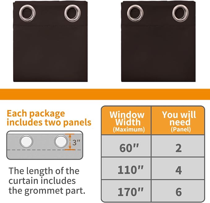 YoungsTex Dark Brown 100% Blackout Curtains 84 Inch Length, Room Darkening - Image 8