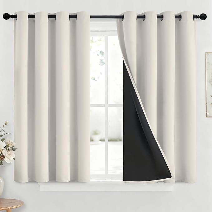 Yakamok Cream Blackout Curtains 45 inches Long by Yakamok