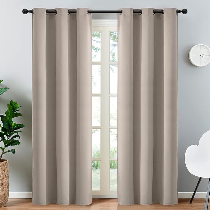 Yakamok Blackout Curtains 38x90 inch Natural Thermal Drapes-Bedroom | 2 panels by Yakamok