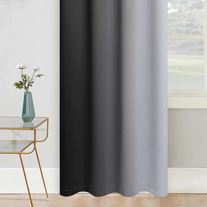 COSVIYA Grommet Ombre Black Room Darkening Curtains 54 inch - Image 6
