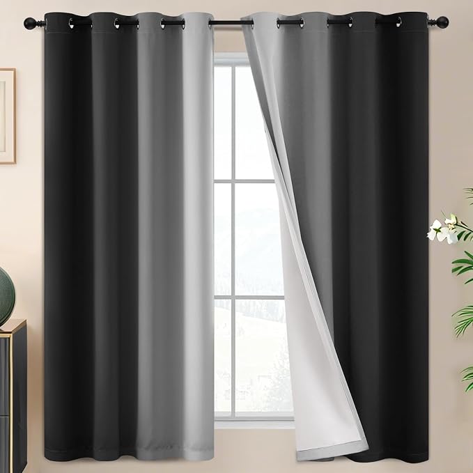 SimpleHome Ombre Black 100% Blackout Bedroom Curtains by SimpleHome