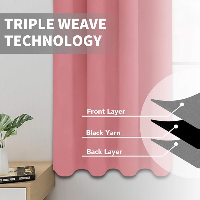 Easy-Going Thermal Grommet Blackout Curtains, 2 Panels 52x46 in, Noise Reduction - Image 3