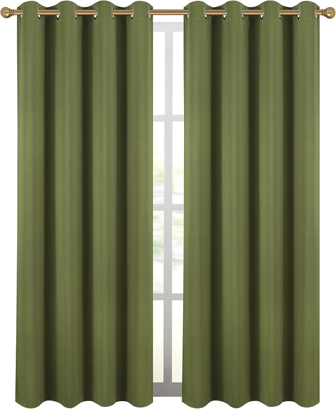Diraysid Olive Green Grommet Blackout Curtains - Image 2