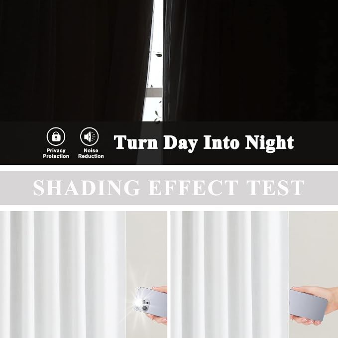 Vision Home White Pinch Pleated Full Blackout Curtains 60 inch Wide Thermal - Image 5