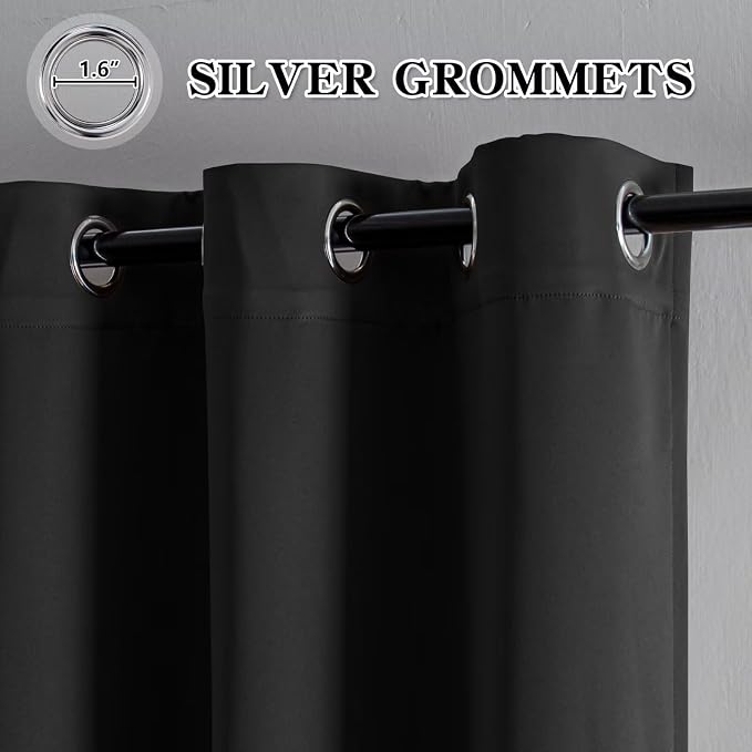 IGEMAEVE Blackout Curtains for Bedroom Rod Pocket Dark Grey 52" W x 84" L | - Image 2