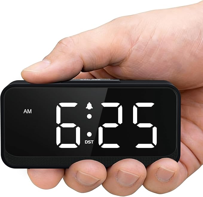 Battery Operated Small Alarm Clock: Compact Cordless Design | Digital Large by SruBambi