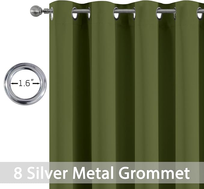 Yakamok Room Darkening Curtains 52x72 inch Length Olive Green-Living Room | 2 - Image 2