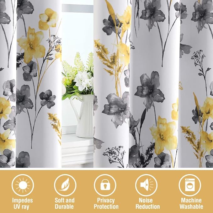 H.VERSAILTEX 100% Blackout Curtains 63 inch Length 2 Panels Set Cattleya Floral - Image 7