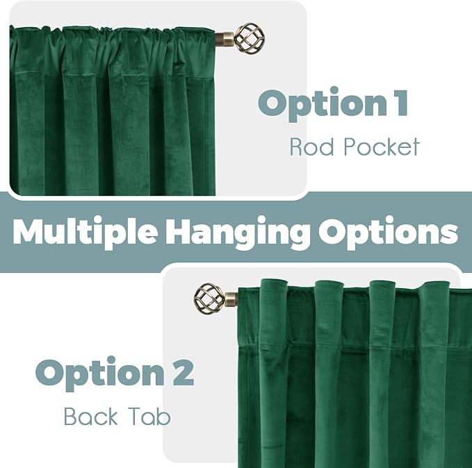 BGment Emerald Green Velvet Curtains 96 Inch Ling - Image 3