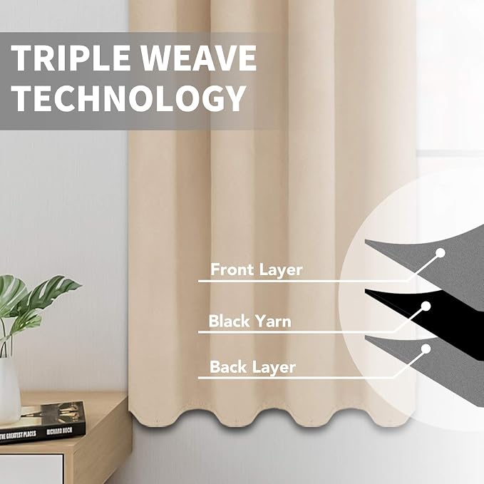 Easy-Going Thermal Grommet Blackout Curtains, 2 Panels 52x84 in, Noise Reduction - Image 3