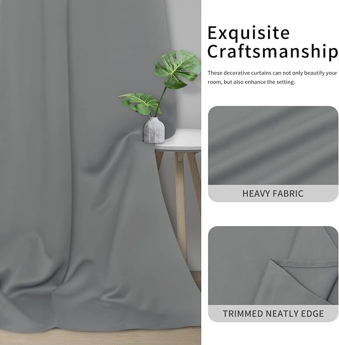 Easy-Going Thermal Grommet Blackout Curtains, 1 Panels 100x96 in, LightGray | - Image 5