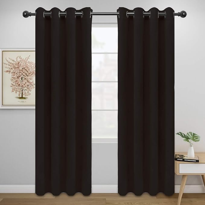 Easy-Going Thermal Grommet Blackout Curtains, 2 Panels 52x84 in, Dark Brown | by Easy-Going