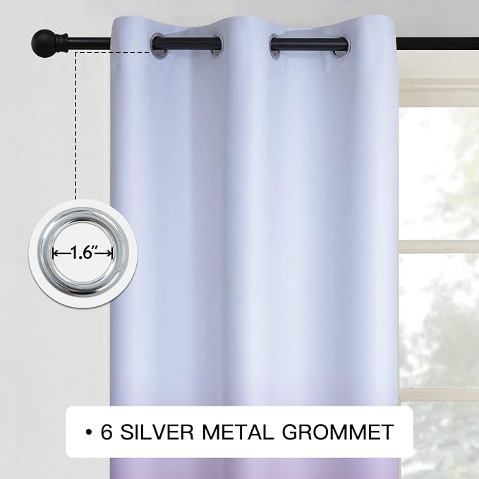 COSVIYA Grommet Ombre Room Darkening Curtains 63 inch Length 2 Panels, Gradient - Image 2
