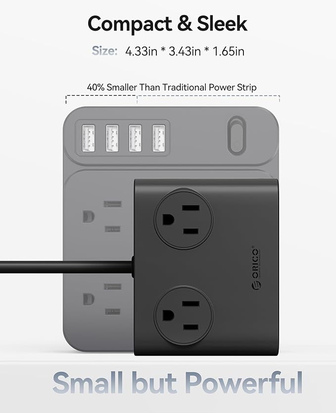 ORICO 25W GaN Power Strip with USB Ports, 8-in-1 Charging Station | with 4 AC - Image 6