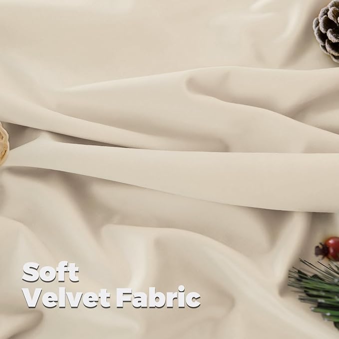 BGment Cream Beige Thick Velvet Blackout Curtains 90 Inch - Image 5
