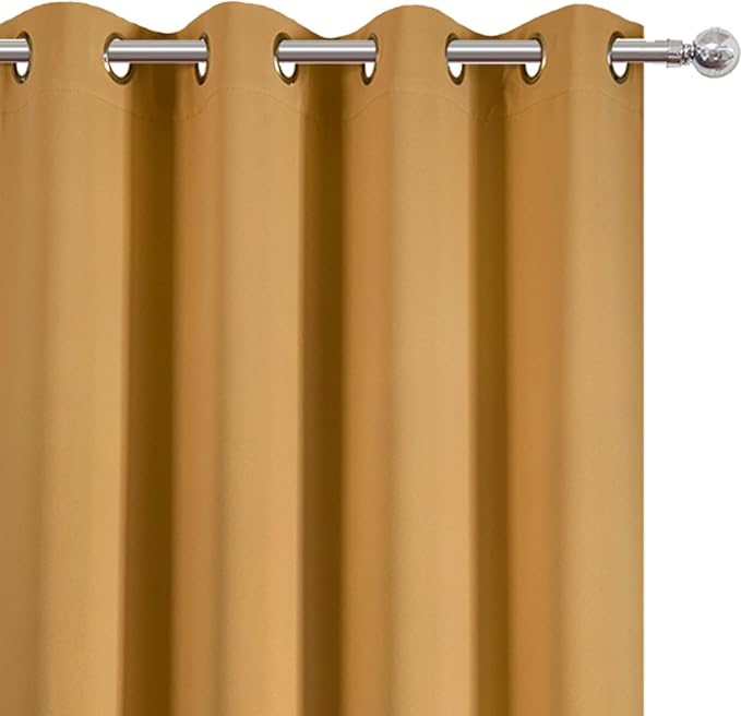 Mustard Yellow Thermal Blackout Curtains/52 x 54 Inch/Set of 2 Panels Room - Image 6