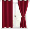 Short Blackout Curtains for Bedroom Christmas Red 38 x 45 Inch | Thermal by Hiasan
