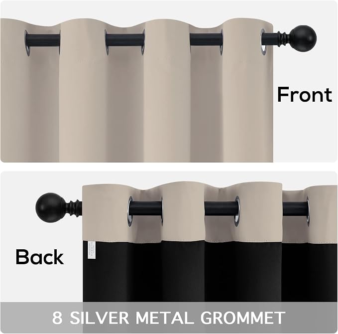 Yakamok 100% Blackout Curtains for Bedroom 63 Inch Length, Total Light Blocking - Image 6