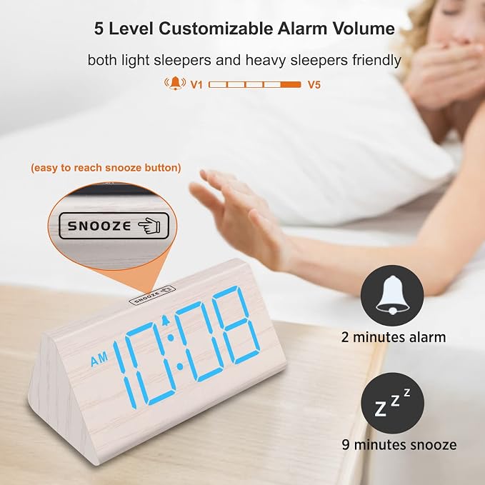 DreamSky Wooden Digital Alarm Clock - Image 5