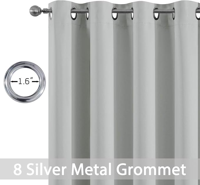 Yakamok Room Darkening Curtains 52x63 inch Length Light Grey-Living Room | 2 - Image 4