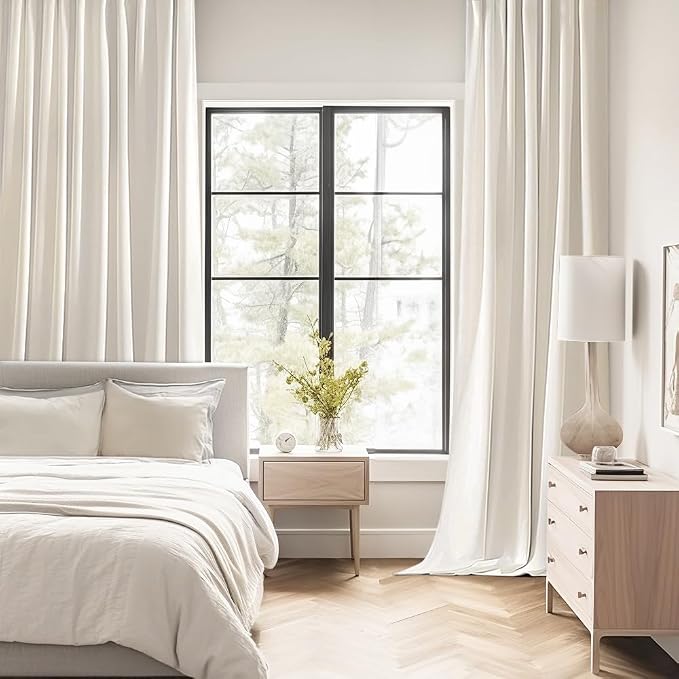 MIULEE Ivory Back Tab Blackout Curtains 52x63 Inches Long 2 Panels Set | Rod - Image 2