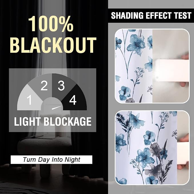 H.VERSAILTEX 100% Blackout Curtains 84 inch Length 2 Panels Set Cattleya Floral - Image 2