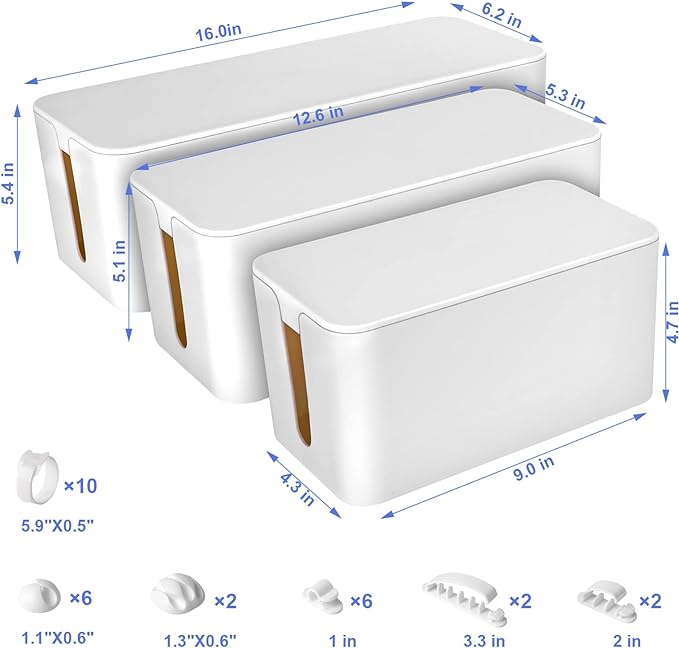 3 Pack Cable Organizer Box, Cable Management Box - Image 2