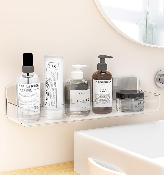 Shower shelves, Adhesive Clear Acrylic Bathroom caddy Organizer | Large Capacity - Image 2