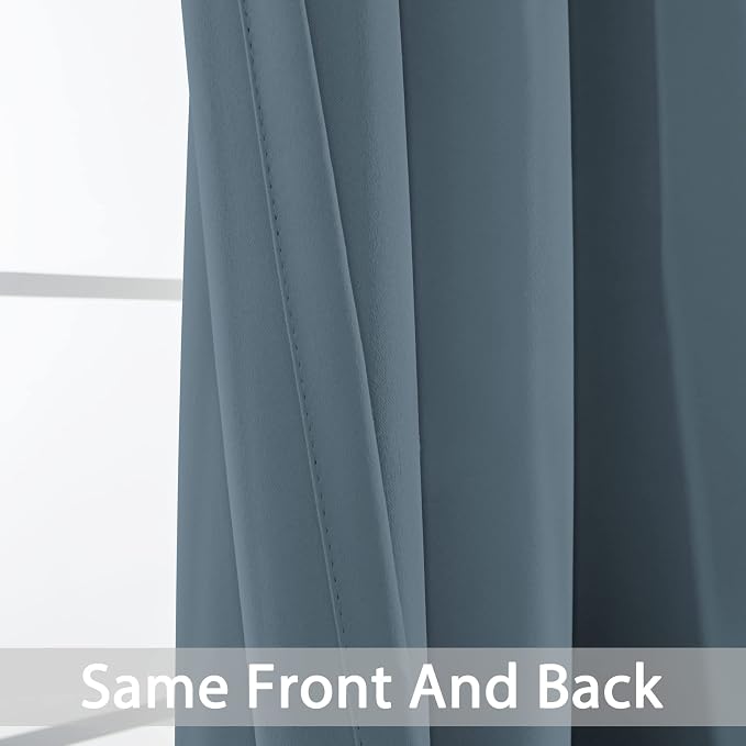 Yakamok Blackout Curtains 38x84 inch Stone Blue Thermal Drapes-Bedroom | 2 - Image 5