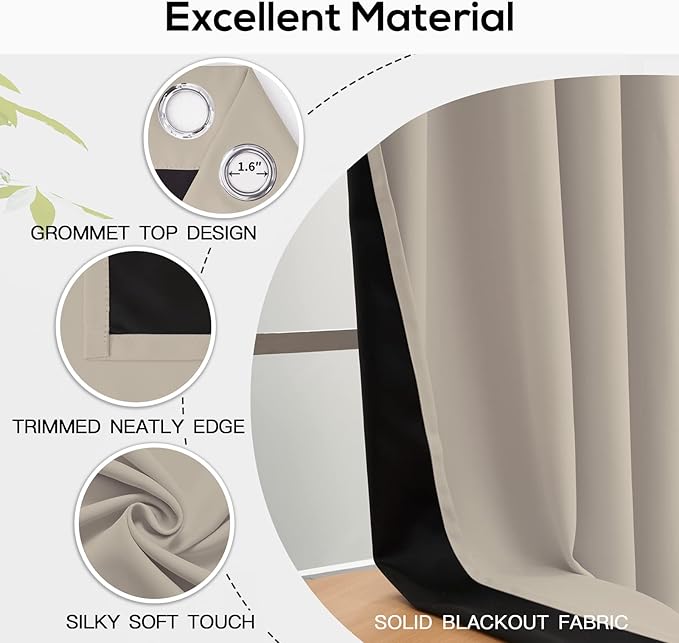 Yakamok Natural Blackout Curtains 96 inches Long - Image 4