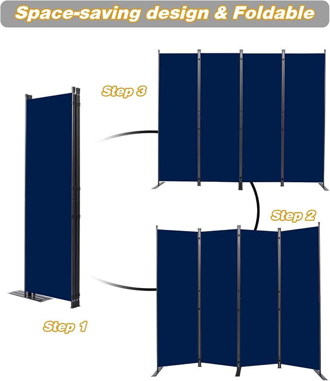 Room Divider, 4 Panel Folding Privacy Screens - Image 5